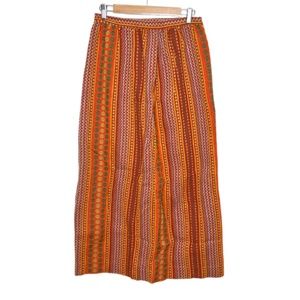 Vintage 70s Fritzi of California Knit Orange Pattern Long Skirt